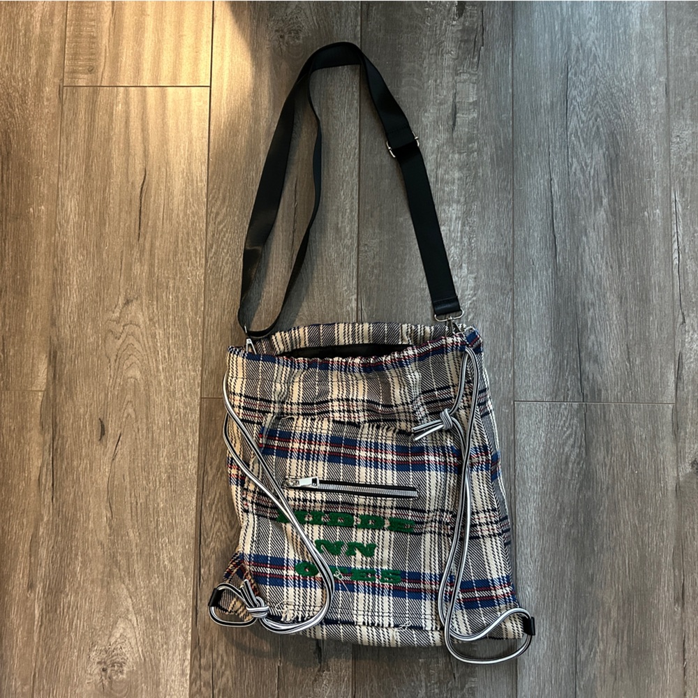Plaid Drawstring Backpack/ crossbody - Picture 2 of 3